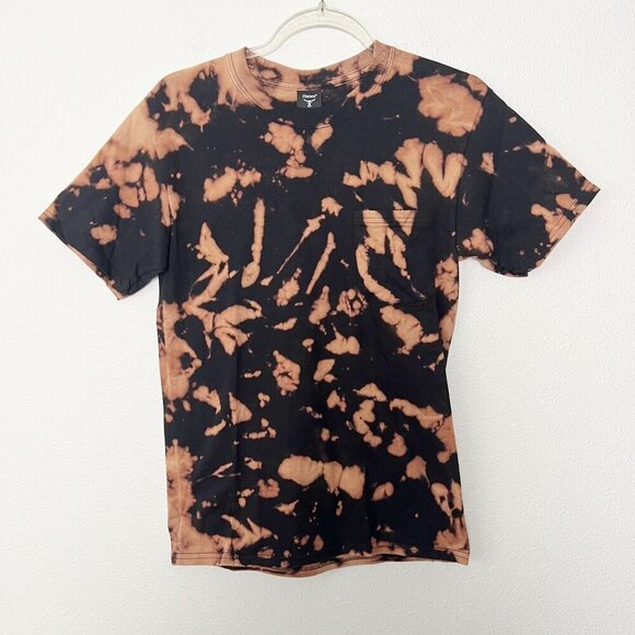 Custom Bleach Tie Dye Hanes Unisex Small Black Pocket Short Sleeve Tee T-Shirt - Picture 1 of 7